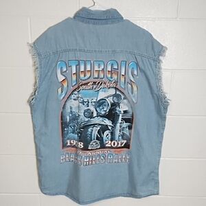 Sturgis Painted Graphic Denim Shirt Classic Black Hills Rally 77th Anniversary
